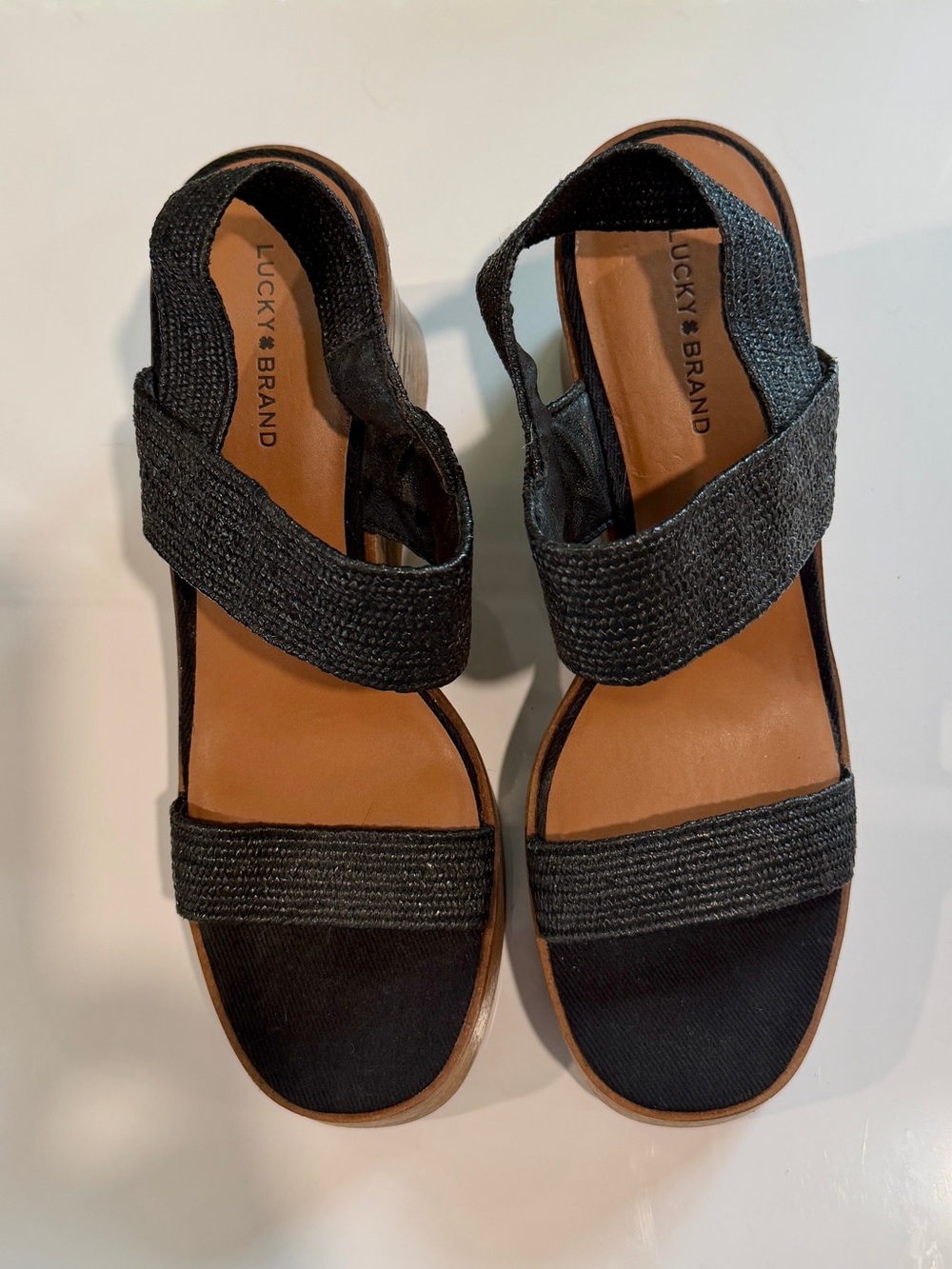 Lucky Brand Black Textured Crisscross Sandals